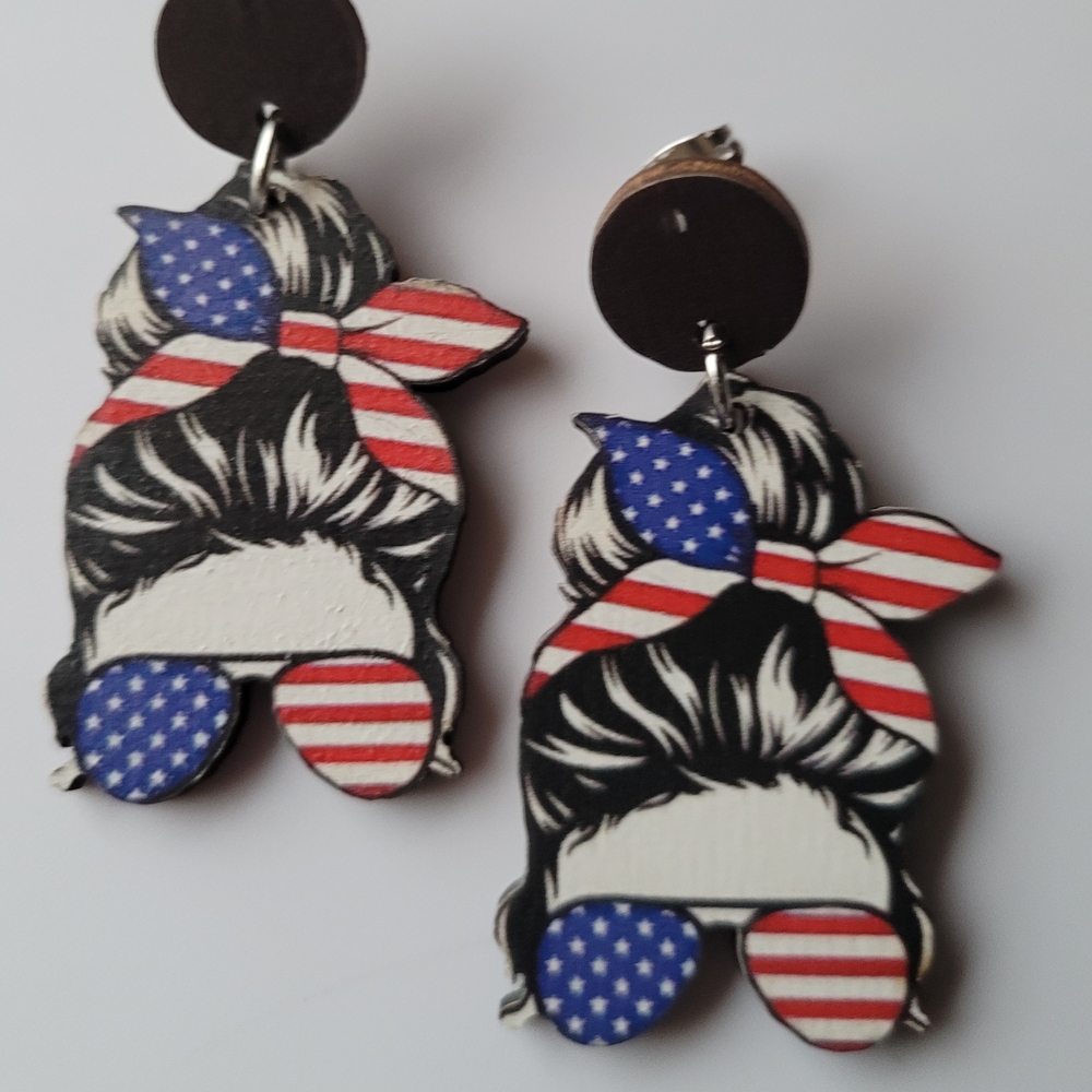 Patriotic Hair Bun Earrings